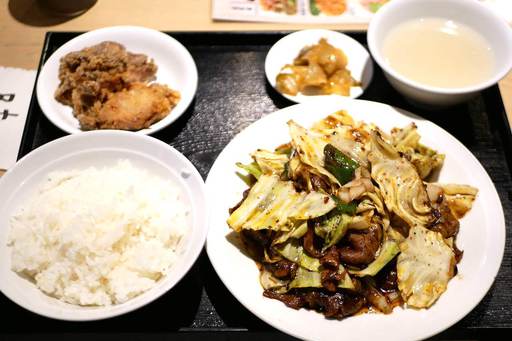 回鍋肉定食with鶏の唐揚げ